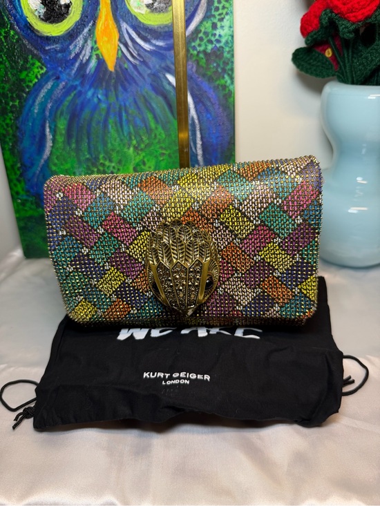 Kurt Geiger Handbags - Kurt Geiger Multicolor Crystal Mosaic Clutch Large Eagle NWT
